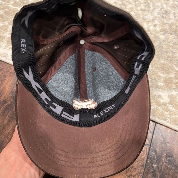 Fox racing Legacy Brown Pinstripe Flex-fit baseball hat cap in GUC - Picture 5 of 7